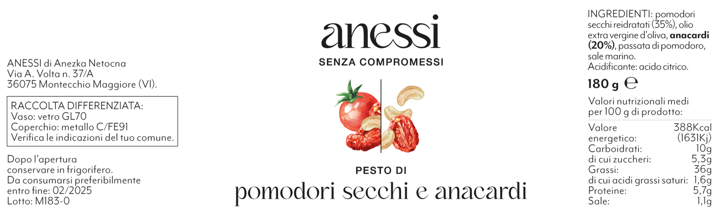 Pesto di pomodori secchi e anacardi 180 g