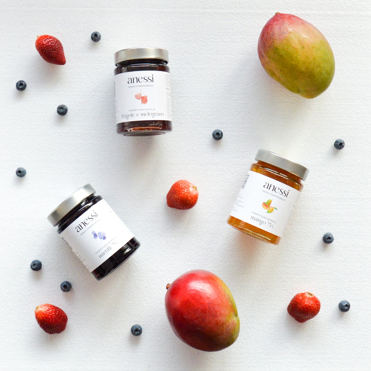 marmellata di mango mirtilli melograno fragole anessi